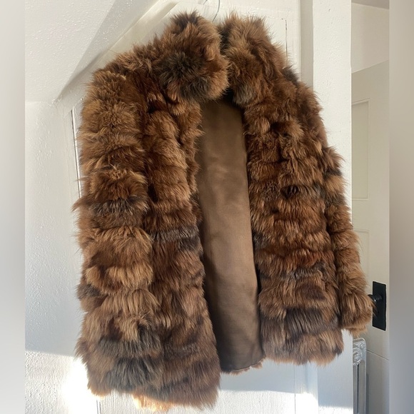 Vintage Real Brown/Tan Fur Jacket Women's Large - Picture 2 of 12